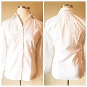Foxcroft White Button Front Blouse Sz 8 euc